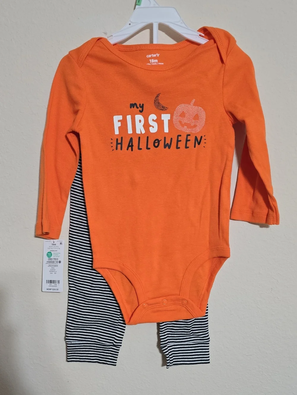 NWT Carter's Orange 'My First Halloween' Infant Two-Piece Outfit Size 18 Months